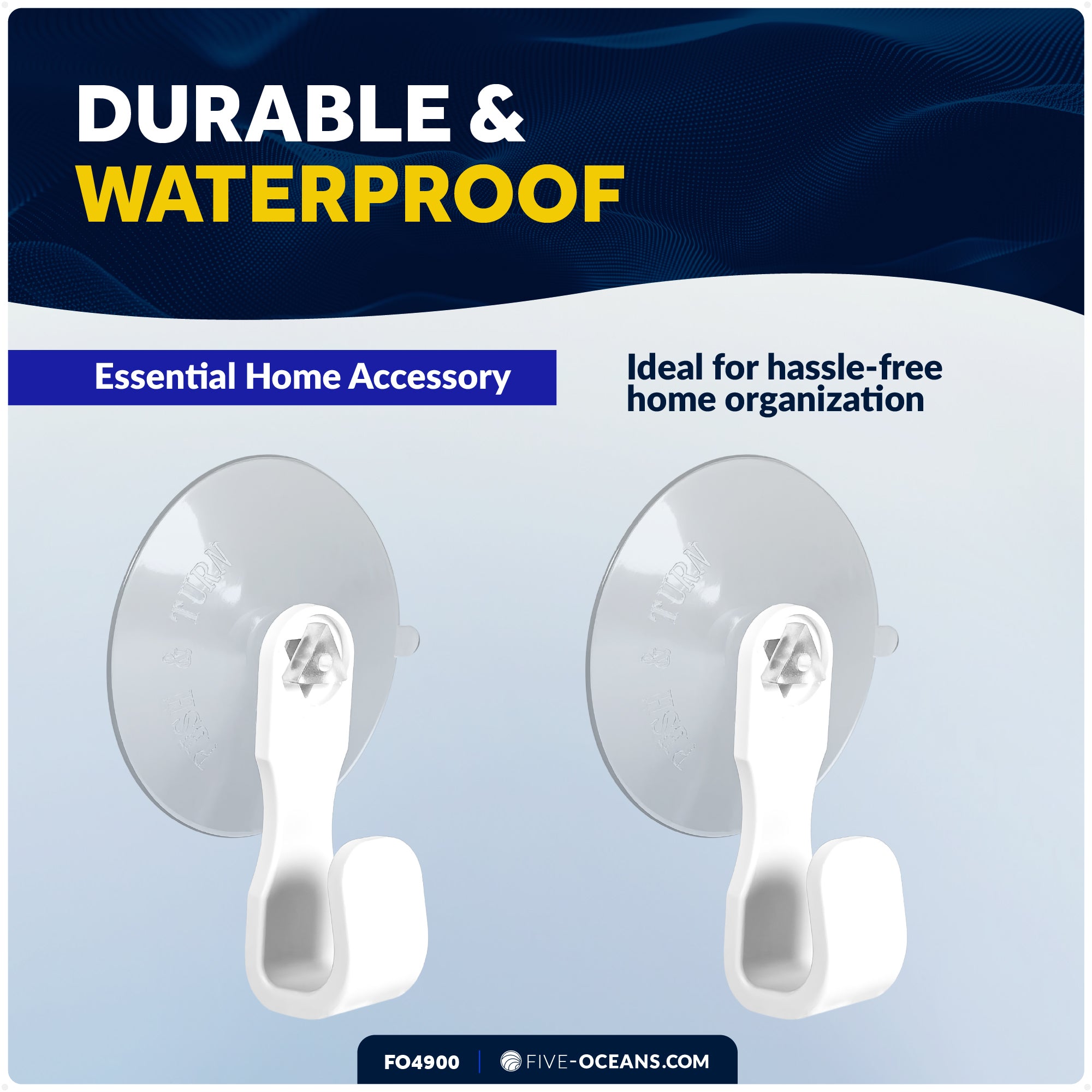 Suction Cup Hooks, White, 2-Pack - FO4900