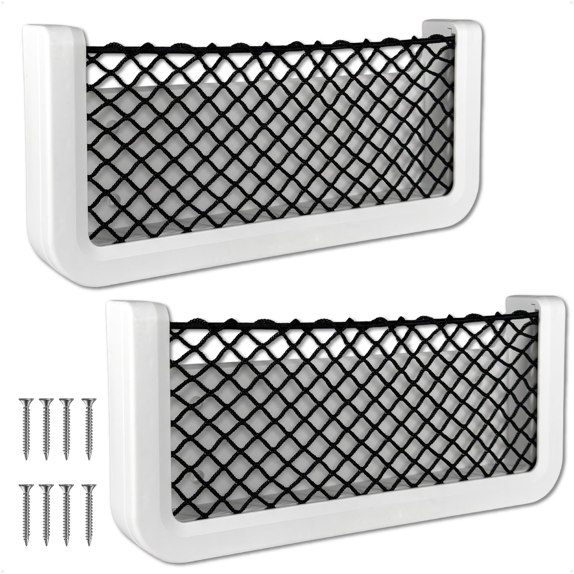 Boat Storage Net, White Frame, Black Elastic Netting, 9-7/8" x 4-1/2", 2-Pack - FO4902-M2 - Five Oceans