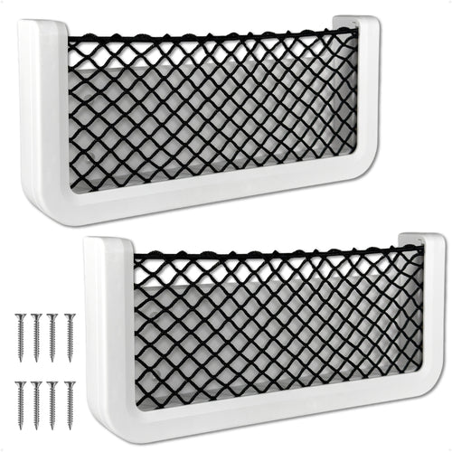 9-7/8" x 4-1/2" Storage Net, White Frame, Black Elastic Netting, 2-Pack