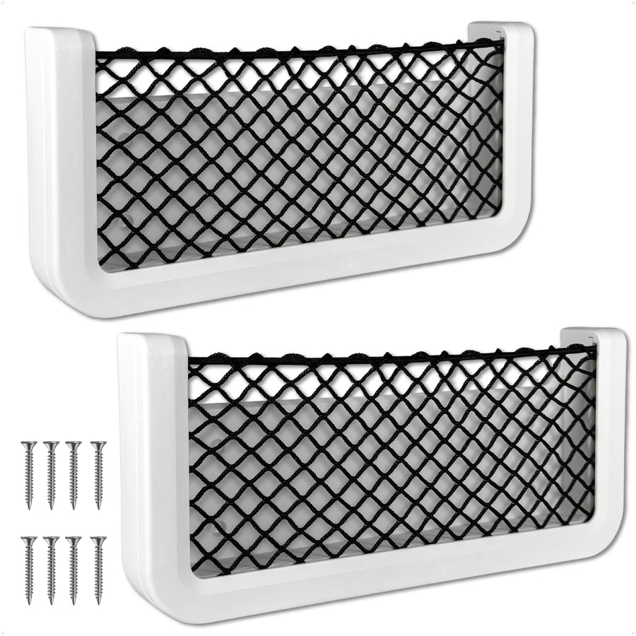 9-7/8" x 4-1/2" Storage Net, White Frame, Black Elastic Netting, 2-Pack - FO4902-M2 - Five Oceans
