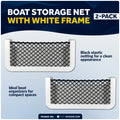 9-7/8" x 4-1/2" Storage Net, White Frame, Black Elastic Netting, 2-Pack - FO4902-M2 - Five Oceans