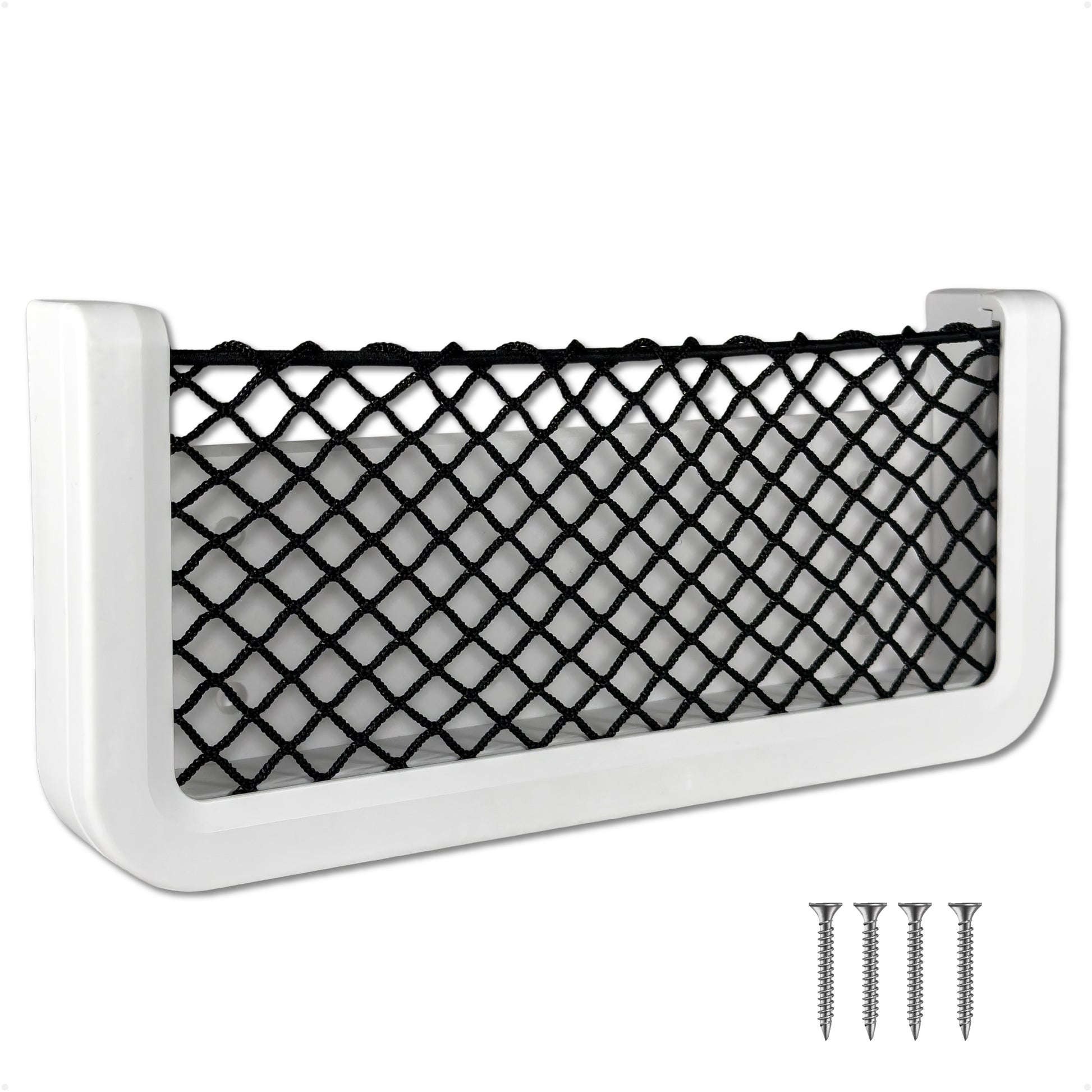 Boat Storage Net, White Frame, Black Elastic Netting, 9-7/8" x 4-1/2" - FO4902 - Five Oceans
