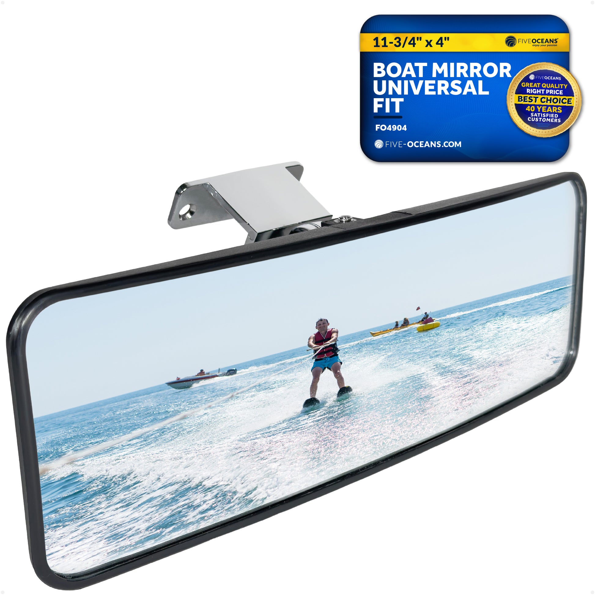 Boat Ski Mirror Large 11-3/4" x 4", Wide View - FO4904 - Five Oceans