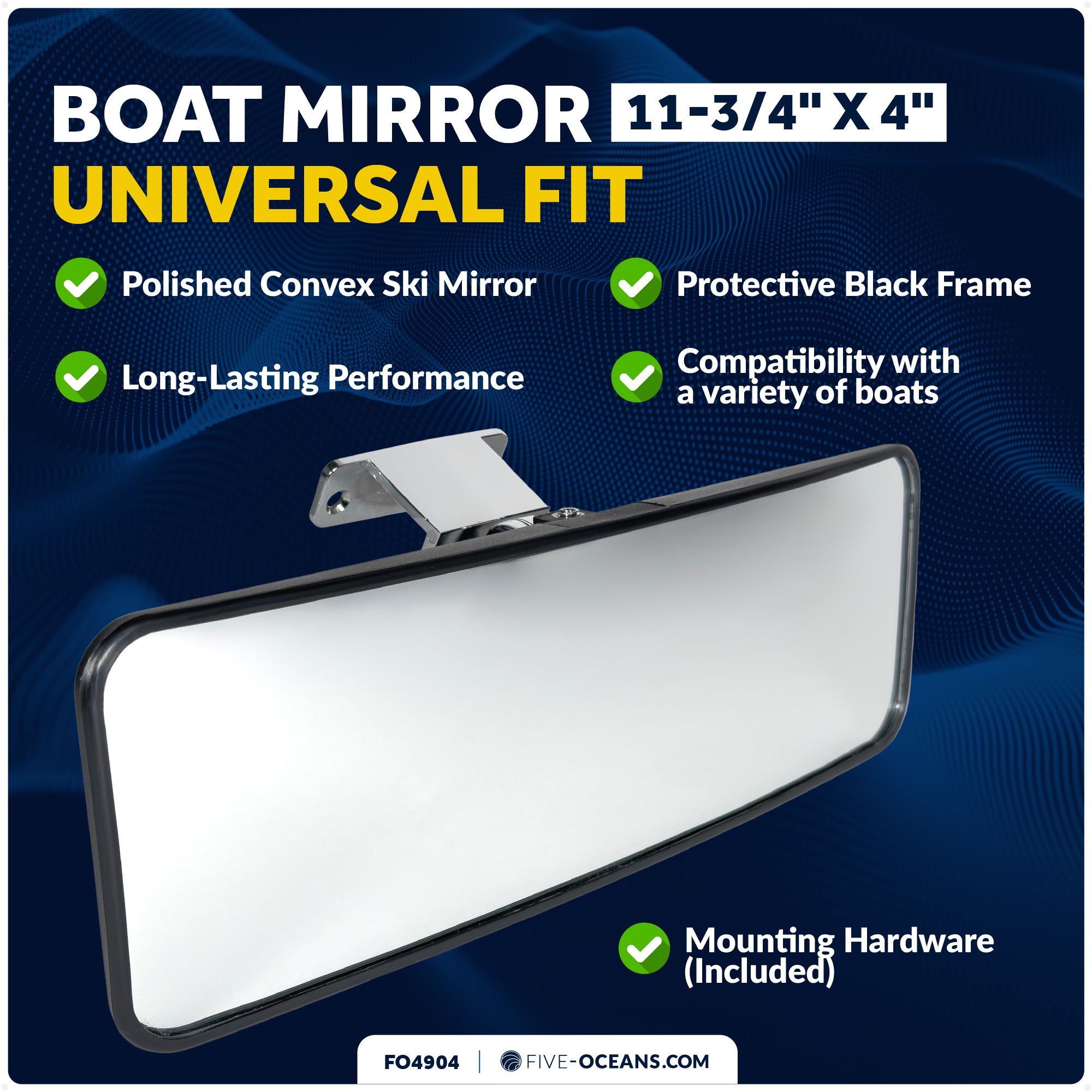 11-3/4" x 4" Ski Mirror, Wide View - FO4904 - Five Oceans