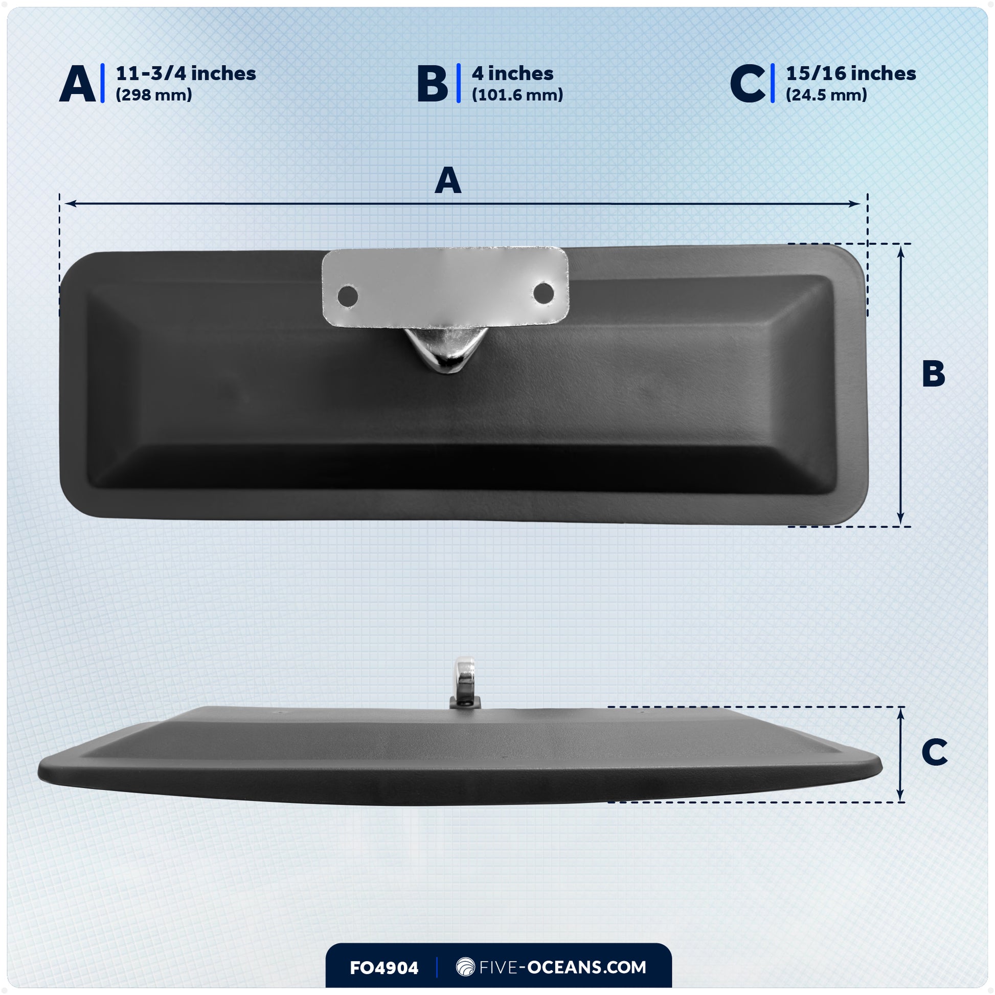 11-3/4" x 4" Ski Mirror, Wide View - FO4904 - Five Oceans