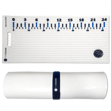 Fish Fillet Mat 28" x 14", White - Heavy-Duty Non-Slip Roll-Up Cutting Board, Dishwasher Safe with 24" Ruler - FO4906
