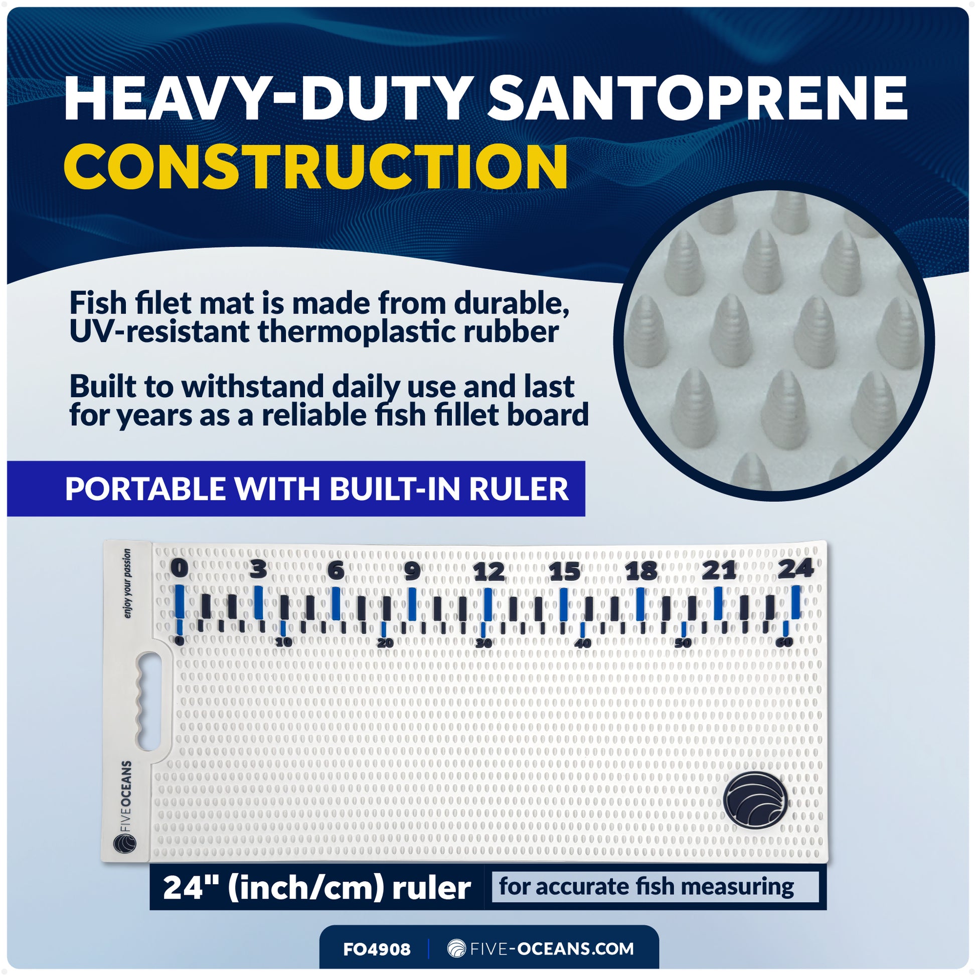 Non slip fish fillet mat with textured surface