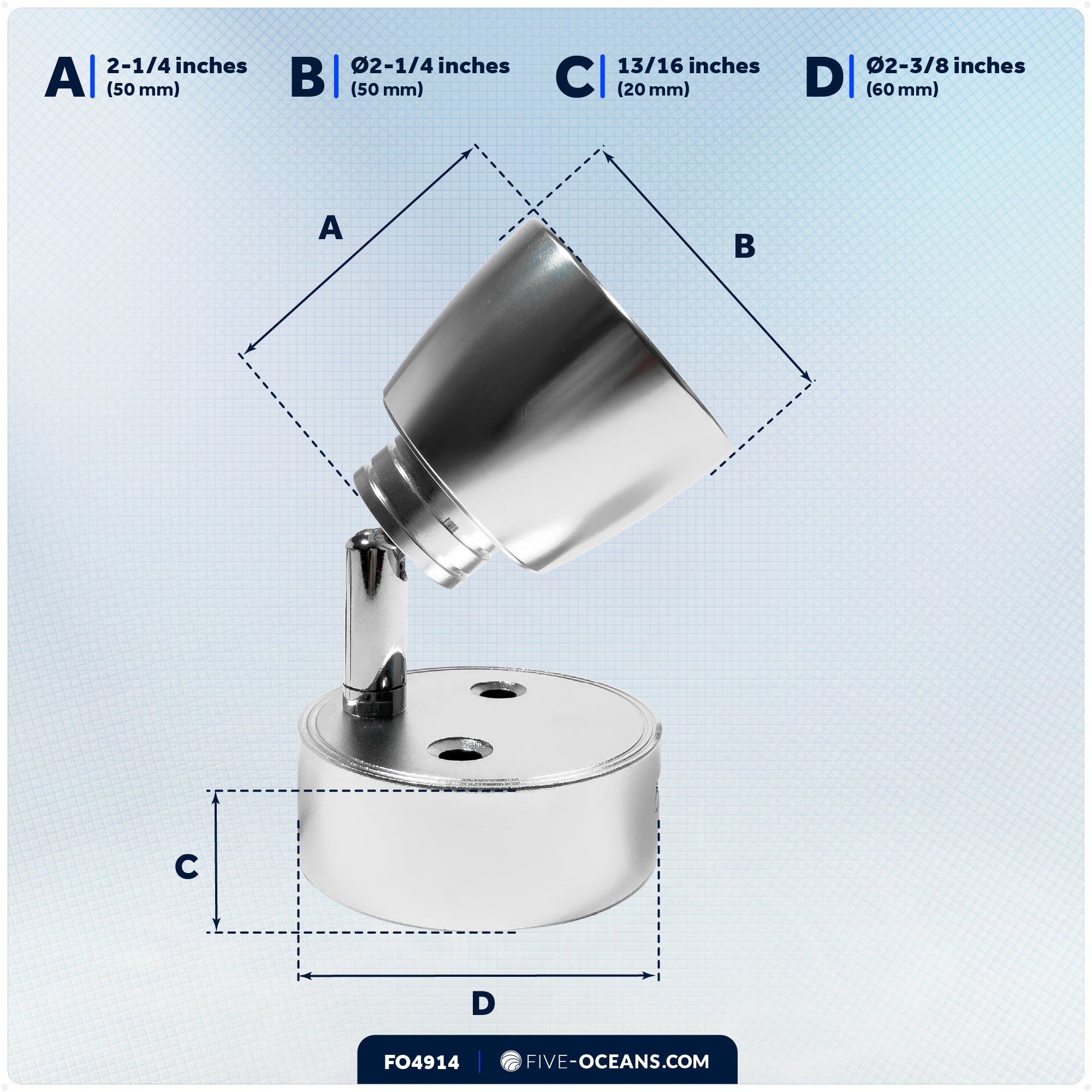 LED Reading Light with USB-C Port, Touch Dimmer, Warm White, Aluminum Housing, 200 LM, 10-28V DC - FO4914 - Five Oceans