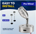 LED Reading Light with USB-C Port, Touch Dimmer, Aluminum Housing, 200 LM, 10-28V DC