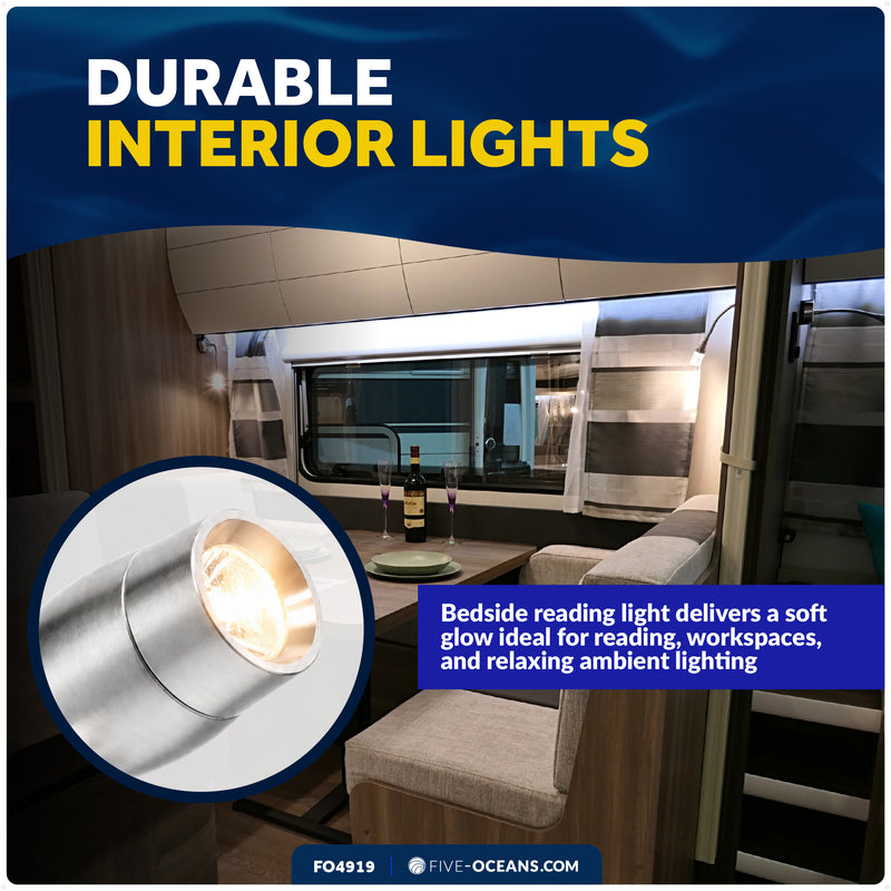 LED Reading Light with USB-C Port, Touch Dimmer, Warm White & Red, Aluminum Housing, 200 LM, 10-28V DC