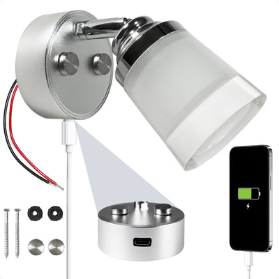 LED Reading Light with USB-C, Touch Dimmer, Aluminum & Acrylic Housing, 200 LM, 10-28V DC