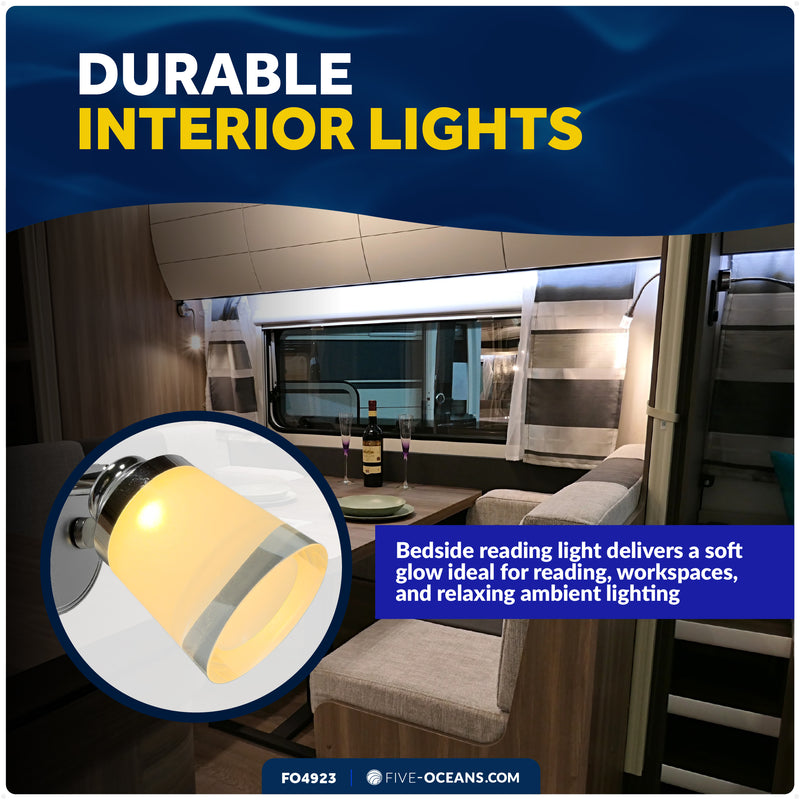 LED Reading Light with USB-C, Touch Dimmer, Warm White & Blue, Aluminum & Acrylic Housing, 200 LM, 10-28V DC