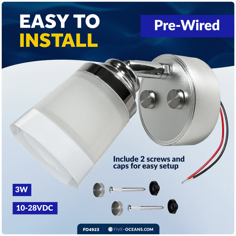 LED Reading Light with USB-C, Touch Dimmer, Warm White & Blue, Aluminum & Acrylic Housing, 200 LM, 10-28V DC
