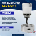LED Reading Light with USB-C, Touch Dimmer, Warm White & Red, Aluminum & Acrylic Housing, 200 LM, 10-28V DC