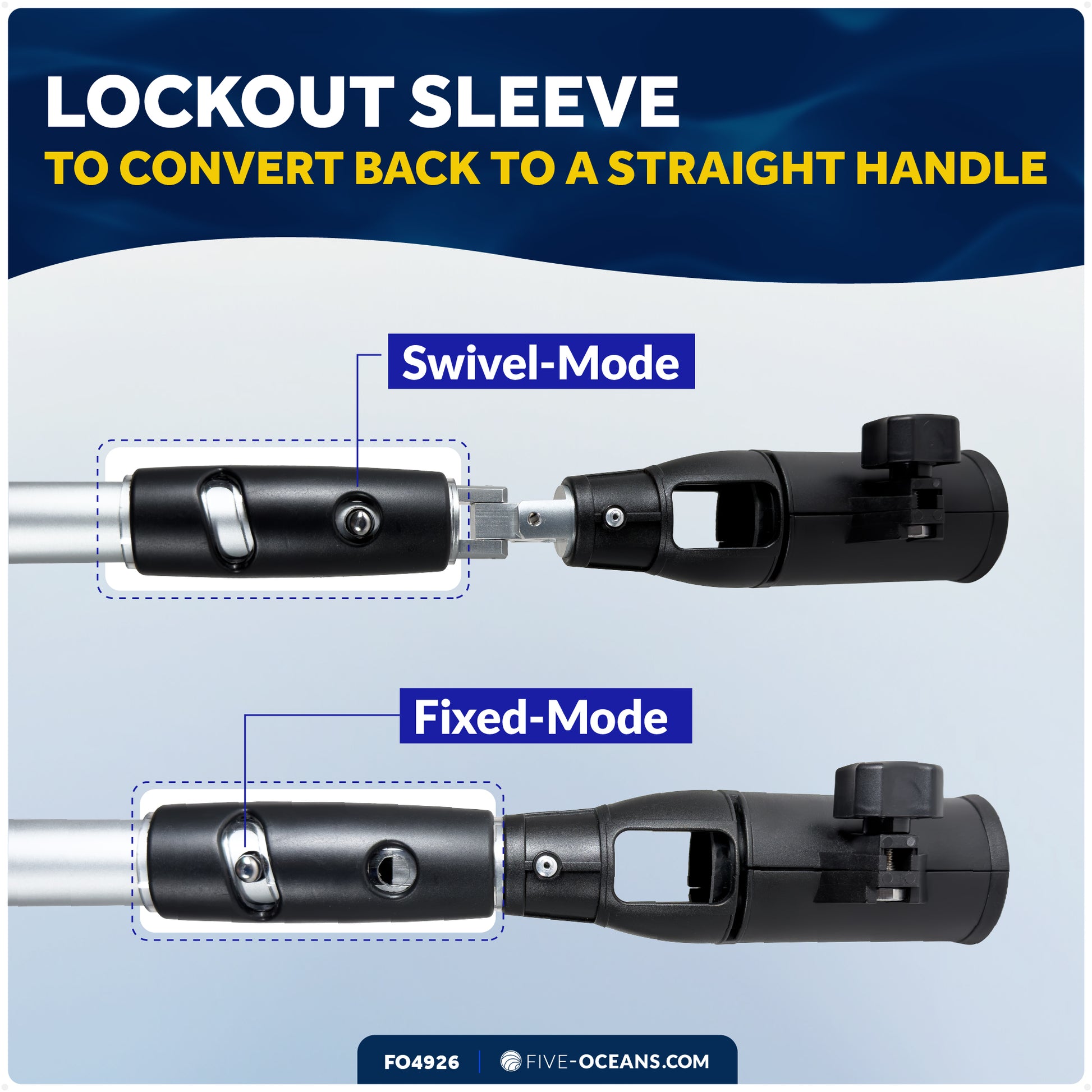 Universal U-Joint Telescopic Tiller Extension Handle, Extend from 36" - 53"- FO4926 - Five Oceans