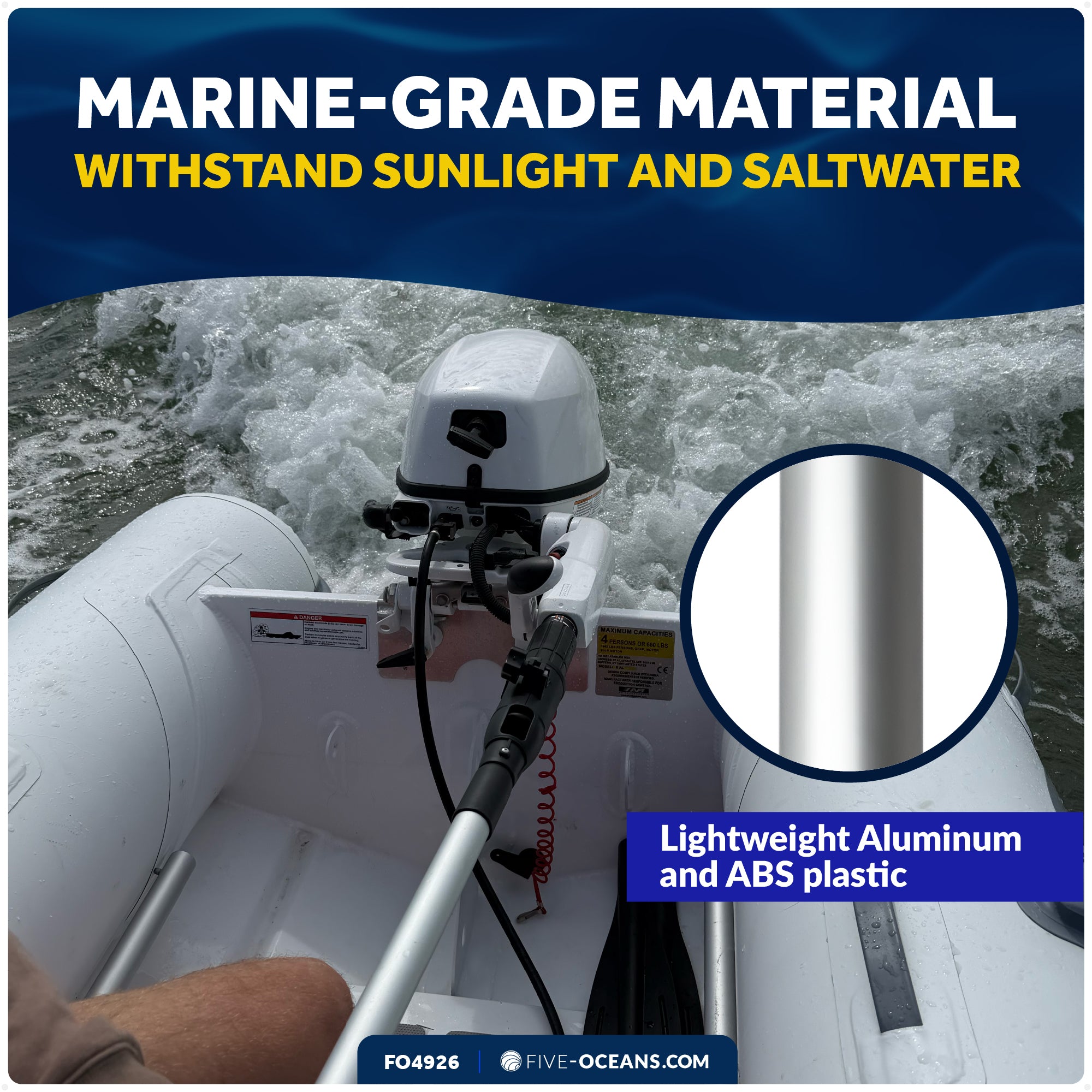 Universal U-Joint Telescopic Tiller Extension Handle, Extend from 36" - 53"- FO4926 - Five Oceans