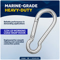 3-1/8" Snap Hook Carabiner, AISI316 Stainless Steel
