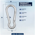 3-1/8" Snap Hook Carabiner, AISI316 Stainless Steel