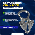 Anchor Chain Lock - Fits 1/4" to 5/16" Chains, Stainless Steel - FO4938 - Five Oceans