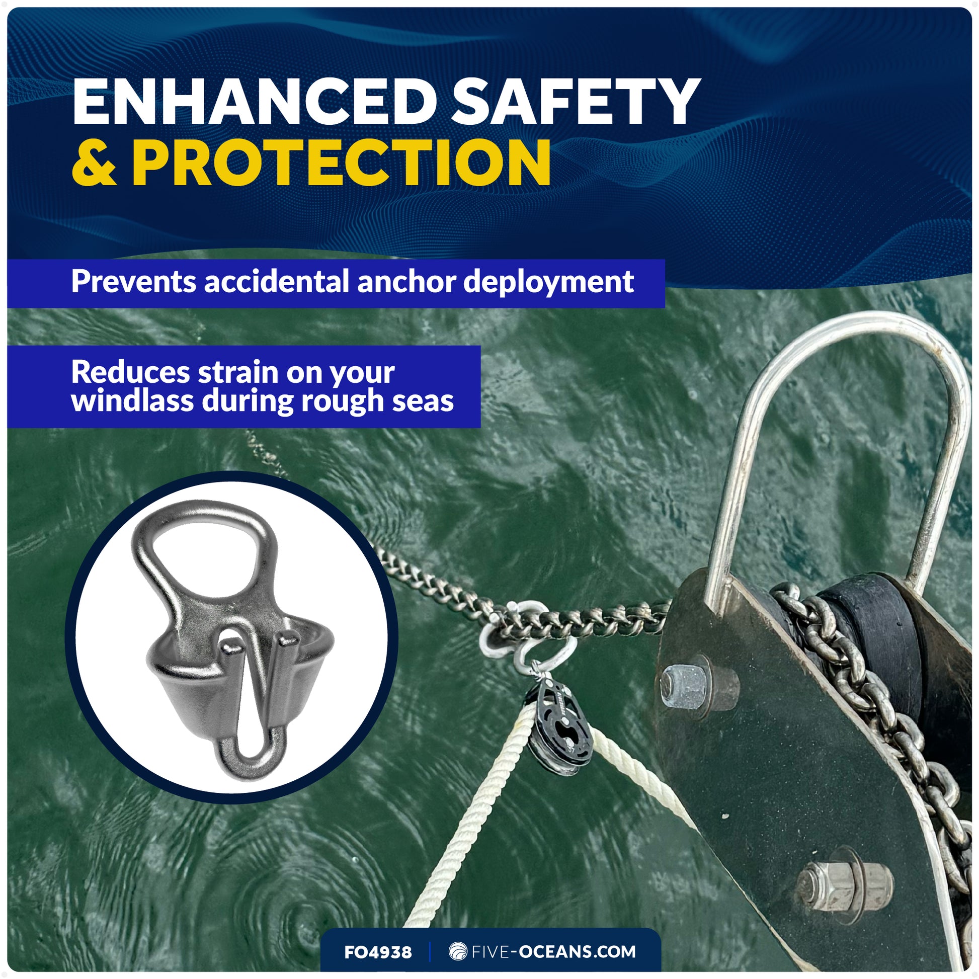 Anchor Chain Lock - Fits 1/4" to 5/16" Chains, Stainless Steel - FO4938 - Five Oceans