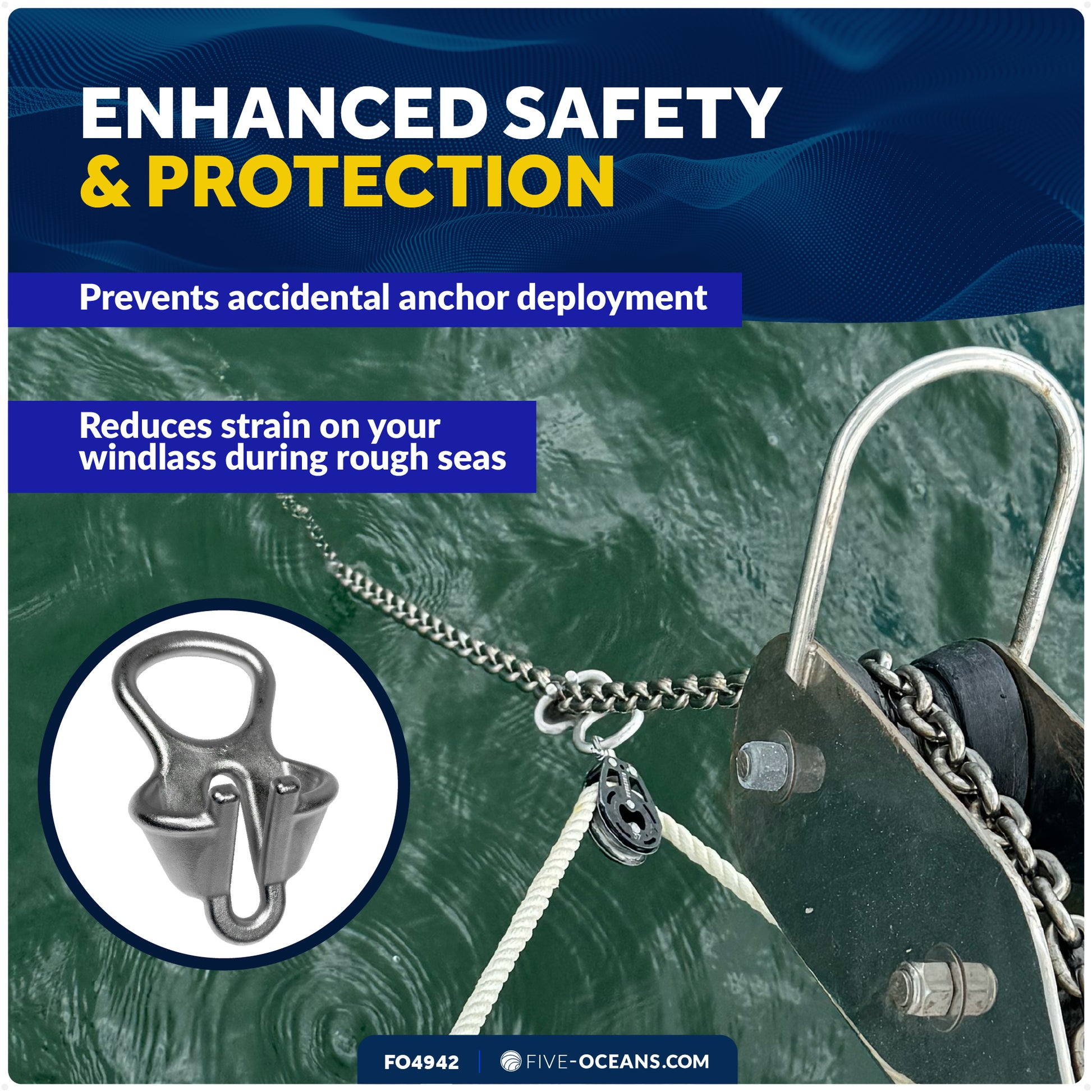 Anchor Chain Lock - Fits 3/8" to 1/2" Chains, Stainless Steel - FO4942 - Five Oceans