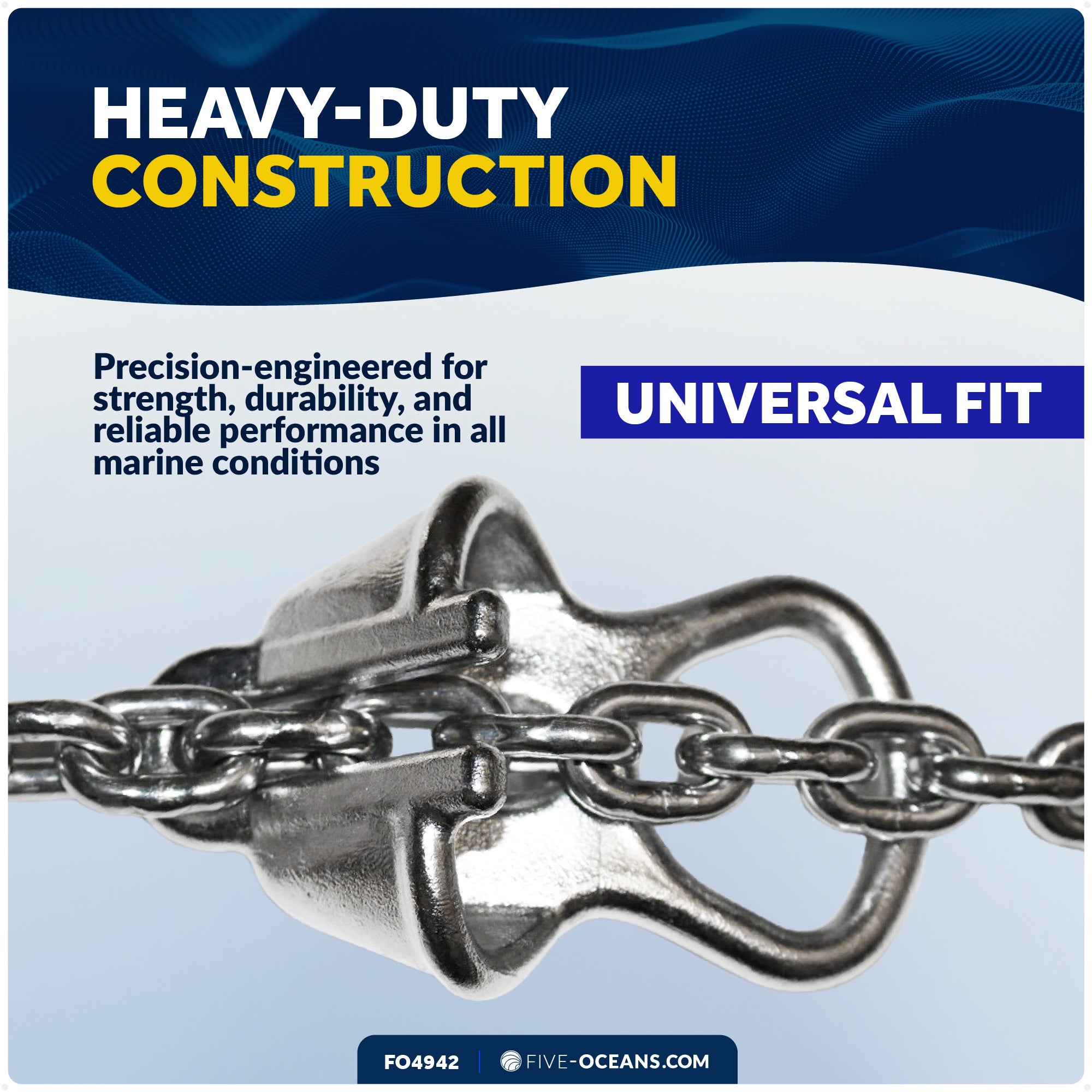 Boat Anchor Chain Lock – AISI316 Stainless Steel, Marine-Grade, Fits 3/8" to 1/2" (8-13mm) Chains - FO4942