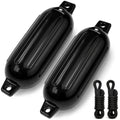 6.5" x 23" Inflatable Ribbed Boat Fenders, Black, 2-Pack