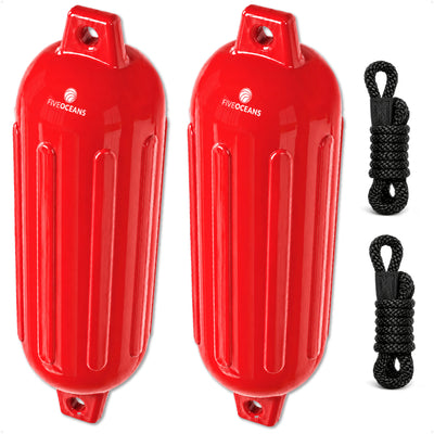 6.5" x 25" Inflatable Ribbed Fenders, Red, 2-Pack