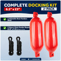 6.5" x 23" Inflatable Ribbed Fenders, Red, 2-Pack