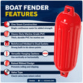 6.5" x 23" Inflatable Ribbed Fenders, Red, 2-Pack