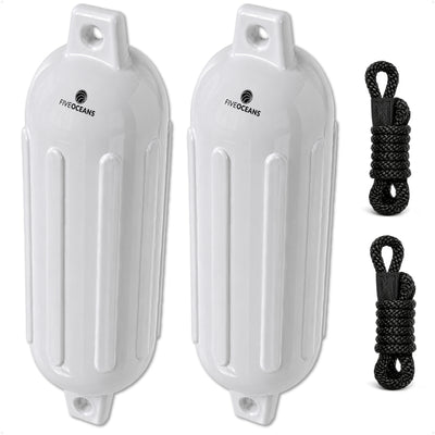 Inflatable Ribbed Fenders, White, 2-Pack