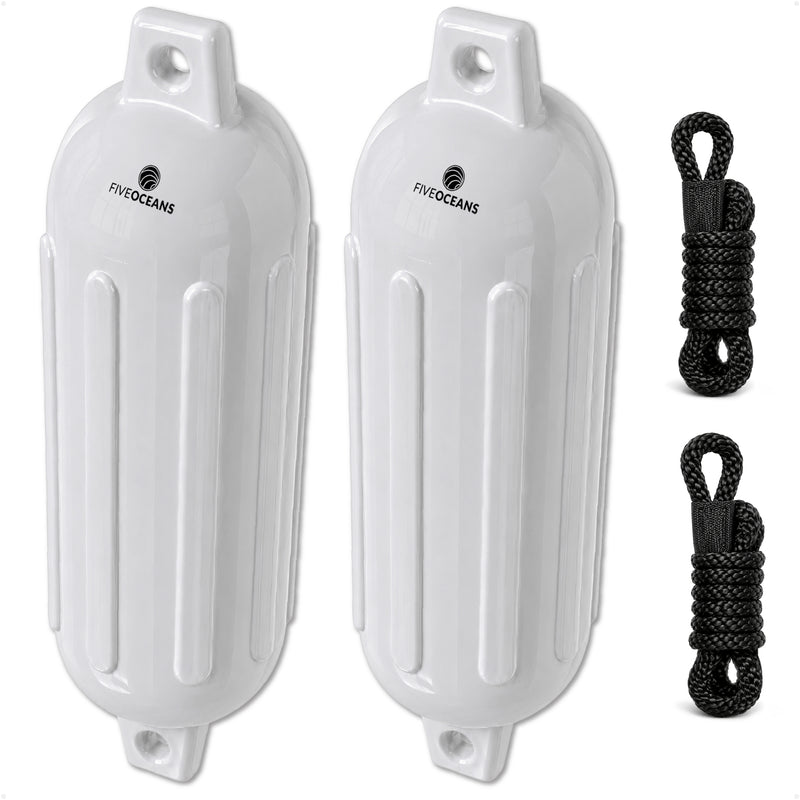 Inflatable Ribbed Fenders, White, 2-Pack