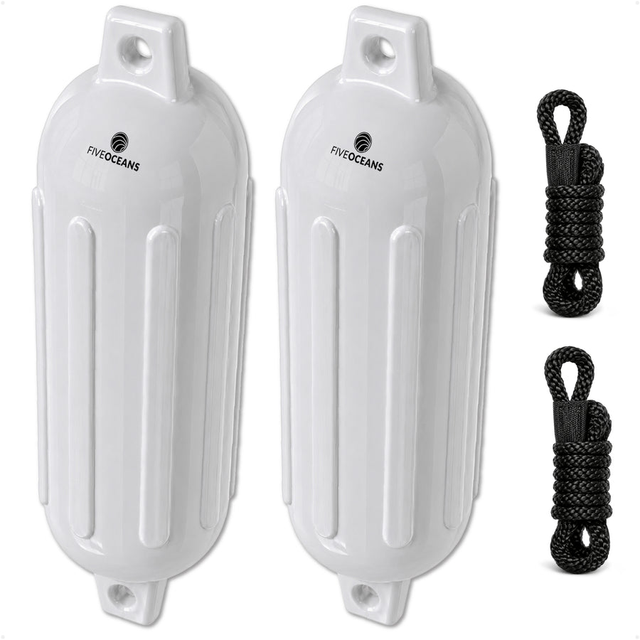 Inflatable Ribbed Fenders, White, 2-Pack