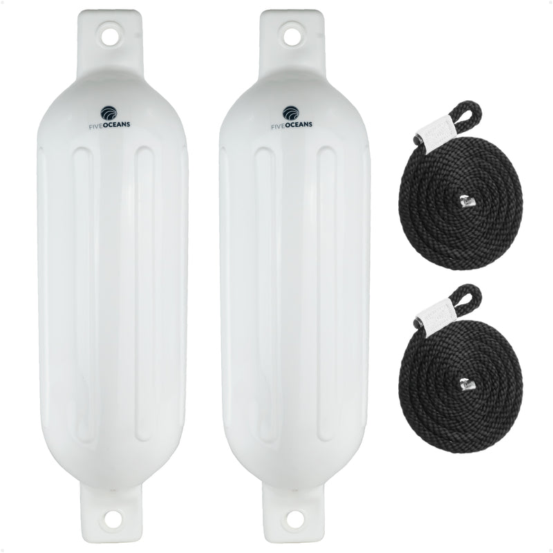 Inflatable Ribbed Fenders, White, 2-Pack