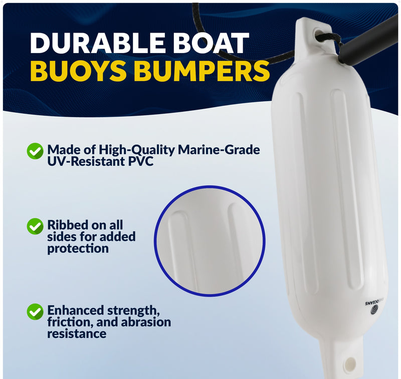 Inflatable Ribbed Fenders, White, 2-Pack