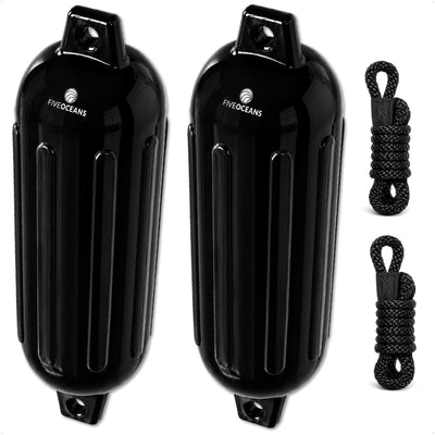 Inflatable Ribbed Fenders, Black, 2-Pack