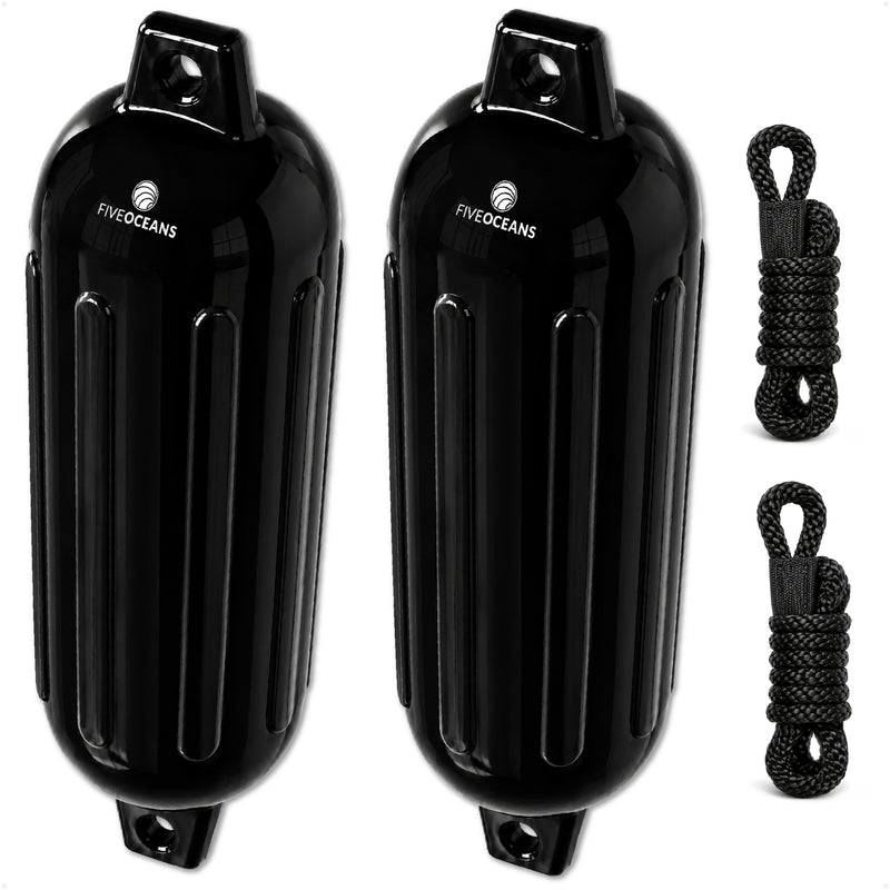Inflatable Ribbed Fenders, Black, 2-Pack