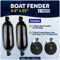 4.5" x 16" Inflatable Ribbed Fenders, Black, 2-Pack - FO4948 - Five Oceans