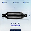 4.5" x 16" Inflatable Ribbed Fenders, Black, 2-Pack - FO4948 - Five Oceans