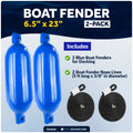 6.5" x 23" Inflatable Ribbed Fenders, Blue, 2-Pack - FO4949 - Five Oceans