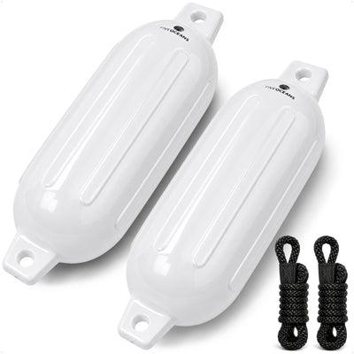 6.5" x 23" Inflatable Ribbed Fenders, White, 2-Pack