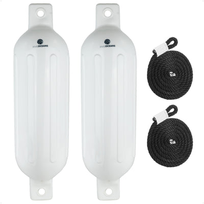 6.5" x 23" Inflatable Ribbed Fenders, White, 2-Pack - FO4950 - Five Oceans
