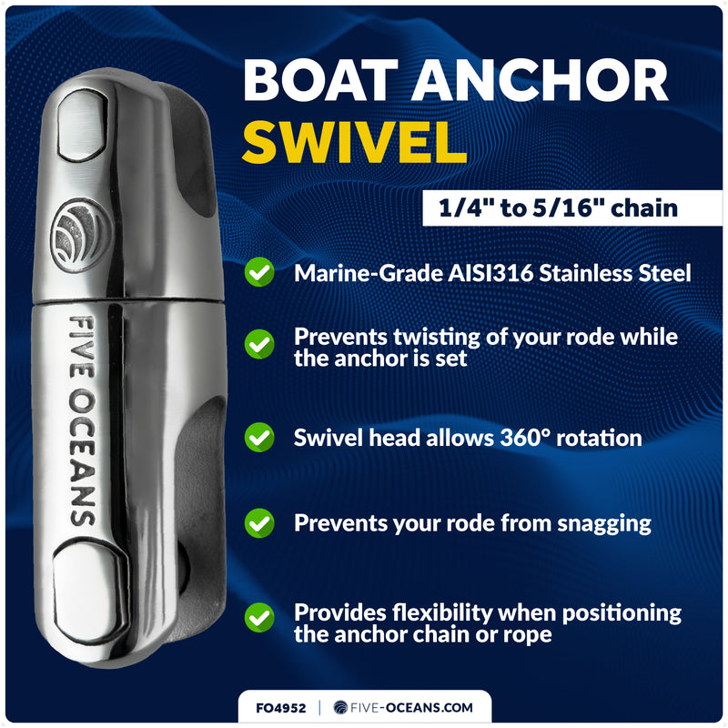 Anchor Swivel for 1/4" - 5/16" Chain, AISI316 Stainless Steel - FO4952 - Five Oceans