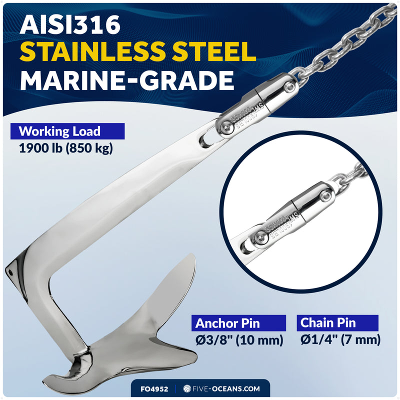 Anchor Swivel for 1/4" - 5/16" Chain, AISI316 Stainless Steel - FO4952 - Five Oceans