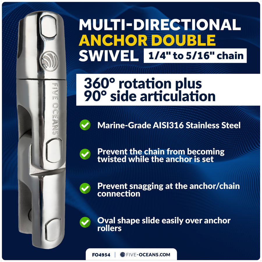 Multidirectional Anchor Swivel for 1/4" - 5/16" Chain, AISI316 Stainless Steel - FO4954 - Five Oceans