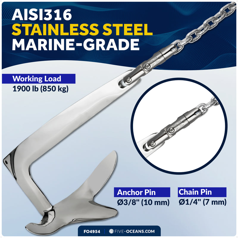 Multidirectional Anchor Swivel for 1/4" - 5/16" Chain, AISI316 Stainless Steel - FO4954 - Five Oceans