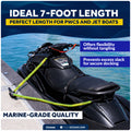 1/2 in x 7 ft PWC Dock Lines, Giant Snap Hook, Yellow & Green, 2-Pack – FO4960 - Five Oceans