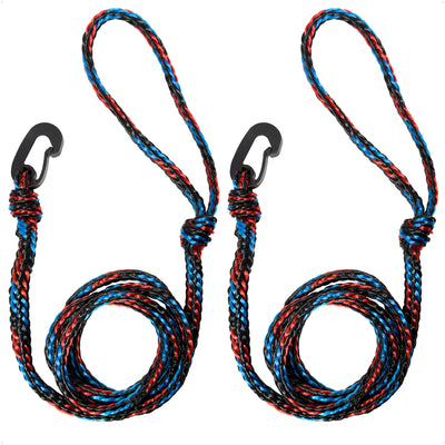 1/2 in x 7 ft PWC Dock Lines, Giant Snap Hook, Red & Blue, 2-Pack - FO4961 - Five Oceans
