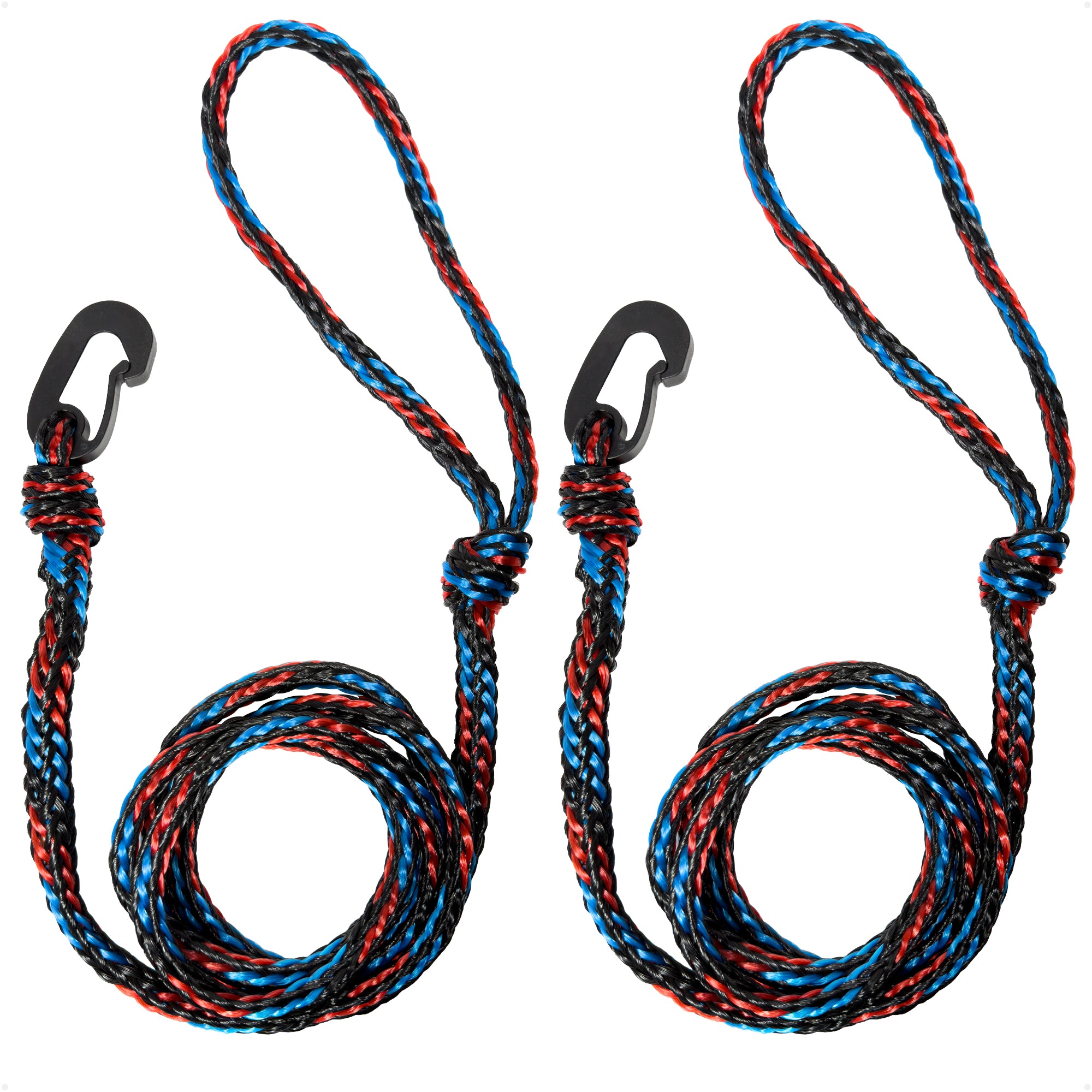 1/2 in x 7 ft PWC Dock Lines, Giant Snap Hook, Red & Blue, 2-Pack - FO4961 - Five Oceans