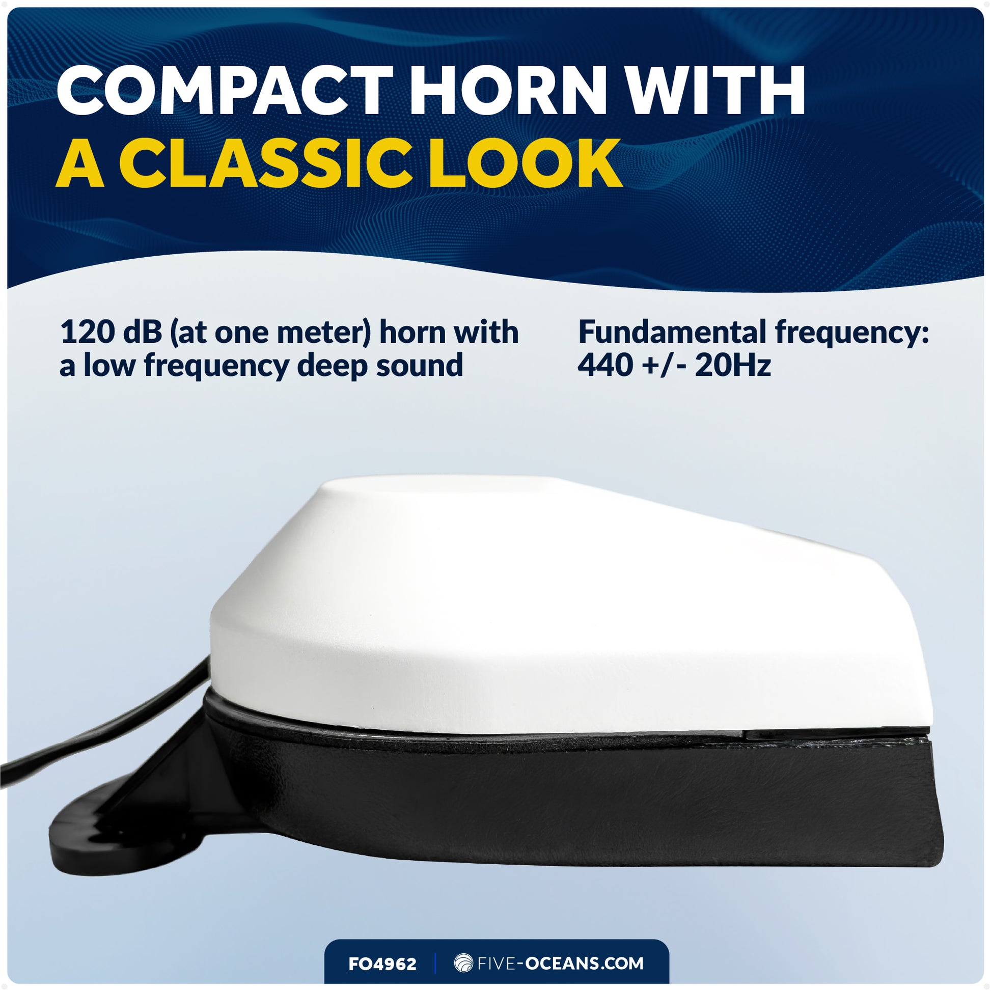 Boat Horn, 120 dB, White ABS Cover, 12V - FO4962 - Five Oceans